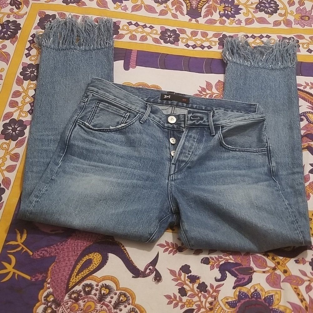 3x1 Stella fringe cropped jeans - Picture 3 of 5